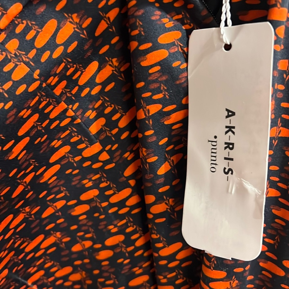 AKRIS Franca Trousers Navy-Rust Printed Size 6 NWT